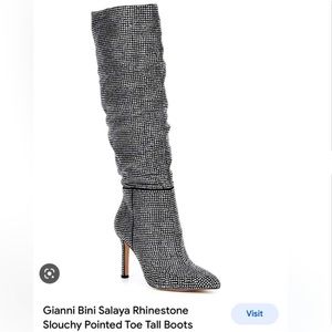 Gianni Bini Salaya Rhinestone Slouchy Pointed Toe Tall Boots- Size 7.5.
